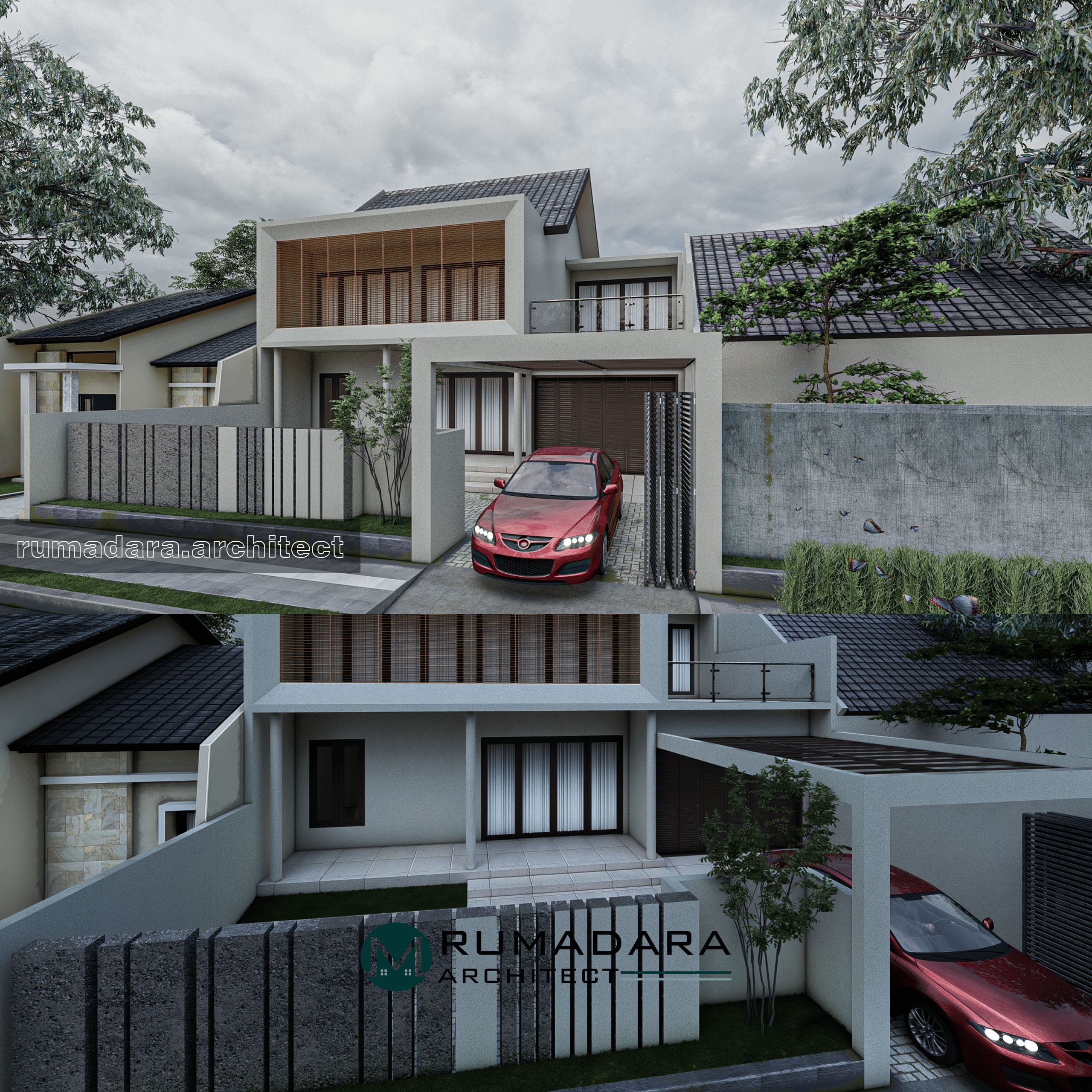 Rumah dengan konsep modern tropis 2 lantai